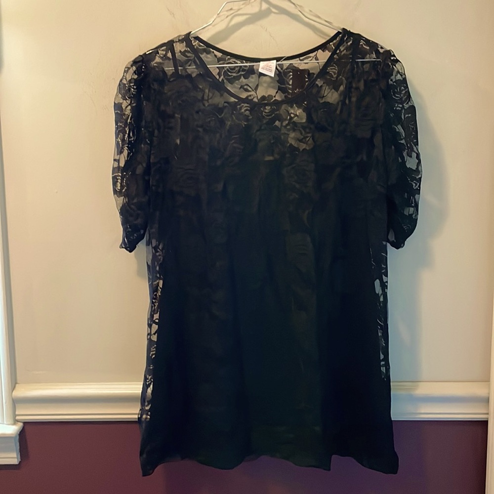 Bobbie Brooks Black Rose Lace Layered Top